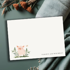 Niedlicher kleiner Piggy Foliage Butterfly Kinderg Mitteilungskarte
