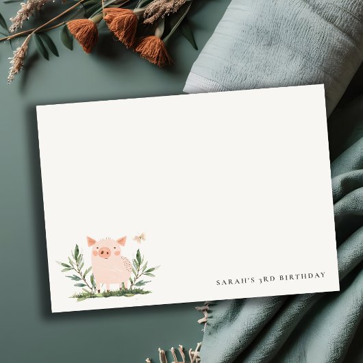 Niedlicher kleiner Piggy Foliage Butterfly Kinderg Mitteilungskarte