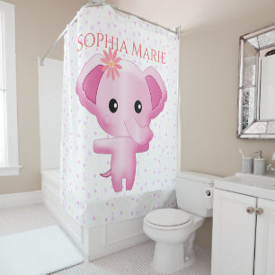 Niedlicher kleiner Pink-Baby-Elefant Duschvorhang