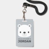 Niedlicher kleiner Polarbär mit Personalisiertem N Ausweis (Vorderseite mit Lanyard)