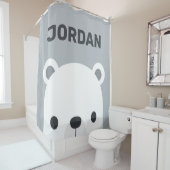 Niedlicher kleiner Polarbär mit Personalisiertem N Duschvorhang (Beispiel)