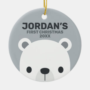 Niedlicher kleiner Polarbär mit Personalisiertem N Keramik Ornament