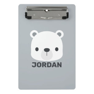 Niedlicher kleiner Polarbär mit Personalisiertem N Mini Klemmbrett