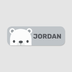 Niedlicher kleiner Polarbär mit Personalisiertem N Namensschild