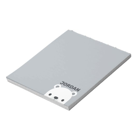 Niedlicher kleiner Polarbär mit Personalisiertem N Notizblock (Rotiert)