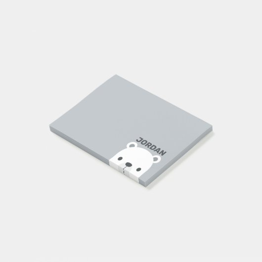 Niedlicher kleiner Polarbär mit Personalisiertem N Post-it Klebezettel (angewinkelt)