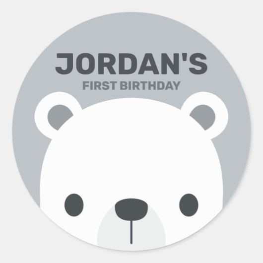 Niedlicher kleiner Polarbär mit Personalisiertem N Runder Aufkleber (Vorderseite)