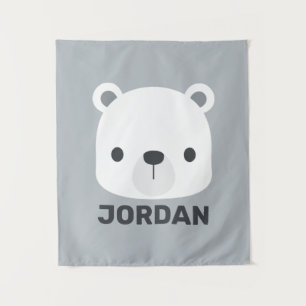 Niedlicher kleiner Polarbär mit Personalisiertem N Wandteppich