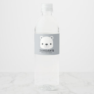Niedlicher kleiner Polarbär mit Personalisiertem N Wasserflaschenetikett