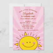 Niedlicher kleiner Ray von Sunshine Pink Baby 1. G Einladung (Vorderseite)