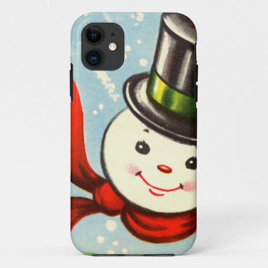 Niedlicher kleiner Retro Snowman Case-Mate iPhone Hülle (Rückseite)