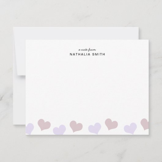 Niedlicher kleiner rosa Lavendel Hearts Kids Stati Mitteilungskarte (Vorderseite)