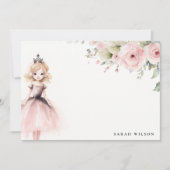 Niedlicher kleiner Rosa Prinzessin Rose Floral Geb Mitteilungskarte (Vorderseite)