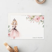 Niedlicher kleiner Rosa Prinzessin Rose Floral Geb Mitteilungskarte (Vorderseite/Rückseite Beispiel)
