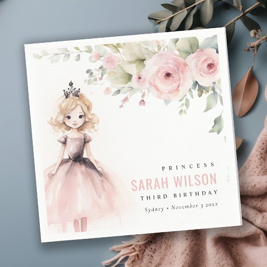 Niedlicher kleiner Rosa Prinzessin Rose Floral Geb Serviette