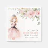 Niedlicher kleiner Rosa Prinzessin Rose Floral Geb Serviette (Vorderseite)