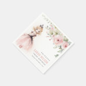 Niedlicher kleiner Rosa Prinzessin Rose Floral Geb Serviette (Ecke)