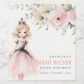 Niedlicher kleiner Rosa Prinzessin Rose Floral Geb Weinetikett (Einzelnes Label)