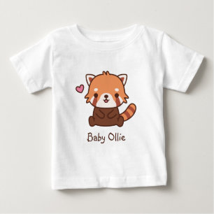 Niedlicher kleiner roter Panda Personalisierter Na Baby T-shirt