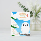 Niedlicher kleiner Schneehuhn Einladung zum Geburt (Stehend Vorderseite)