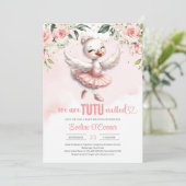 Niedlicher kleiner Schwan mit Tutu-Kleid Gold Glit Einladung (Stehend Vorderseite)