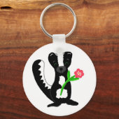 Niedlicher kleiner Skunk mit Blume Schlüsselanhänger (Vorderseite)