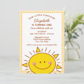 Niedlicher kleiner Sonnenstrahl Kinder 1. Geburtst Einladung (Stehend Vorderseite)