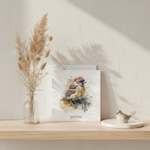 niedlicher kleiner Spatz in Aquarellfarbe, anpassb Feiertagskarte