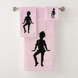 Niedlicher kleiner Tänzer Pink Badhandtuch Set