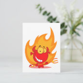 niedlicher kleiner Teufel mit Flammen Cartoon Postkarte (Stehend Vorderseite)