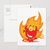 niedlicher kleiner Teufel mit Flammen Cartoon Postkarte (Vorne/Hinten)
