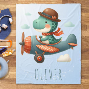 Niedlicher Kleiner Trex Dinosaurier Flying Airplan Fleecedecke