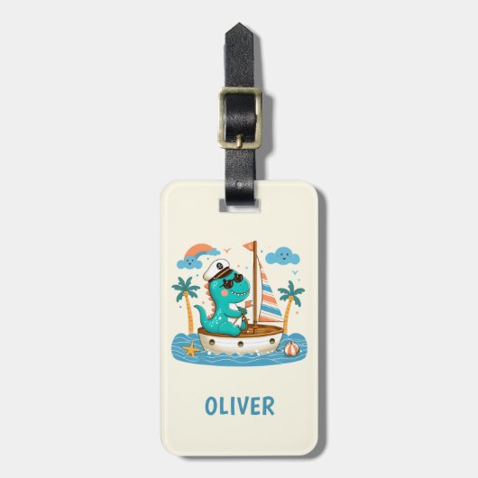 Niedlicher kleiner Trex Nautical Sailboat Captain Gepäckanhänger (Vorderseite vertikal)