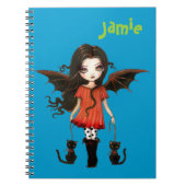 Niedlicher kleiner Vampir mit Katzen Personalisier Notizblock (Vorderseite)