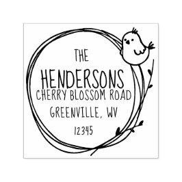 Niedlicher kleiner Vogel auf Wreath Twig Nature Permastempel