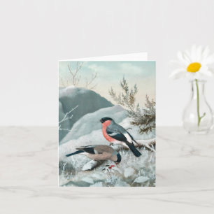 Niedlicher kleiner Vogel, Bullfinch, Art Karte