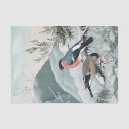 Niedlicher kleiner Vogel, Bullfinch, Art Seidenpapier (Vorderseite)