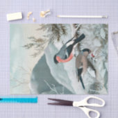 Niedlicher kleiner Vogel, Bullfinch, Art Seidenpapier (Handwerk)