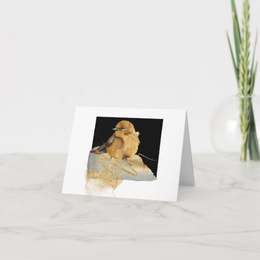 Niedlicher kleiner Vogel, Leder Dankeskarte (Vorderseite)