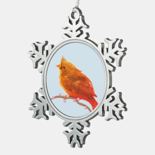 Niedlicher kleiner Vogel Schneeflocken Zinn-Ornament (Rechts)
