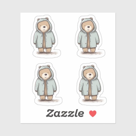 Niedlicher kleiner Wasserfarbenbär Aufkleber (Blatt)