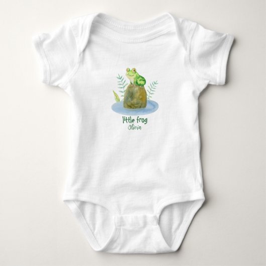 Niedlicher kleiner Wasserfarbenfrosch Personalisie Baby Strampler (Vorderseite)