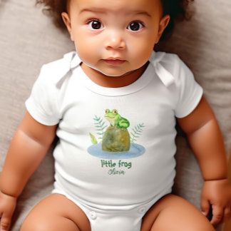 Niedlicher kleiner Wasserfarbenfrosch Personalisie Baby Strampler