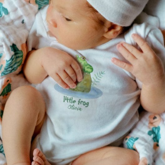 Niedlicher kleiner Wasserfarbenfrosch Personalisie Baby Strampler