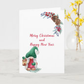 Niedlicher kleiner Weihnachtsgnome Karte (Gelbe Blume)