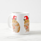 Niedlicher kleiner WeihnachtsHamster mit Geschenk Kaffeetasse (Vorderseite Links)