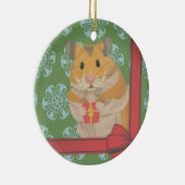 Niedlicher kleiner WeihnachtsHamster mit Geschenk Keramik Ornament (Rechts)