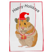 Niedlicher kleiner WeihnachtsHamster mit Geschenk Mittlere Geschenktüte (Rückseite)