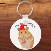Niedlicher kleiner WeihnachtsHamster mit Geschenk Schlüsselanhänger (Vorderseite)