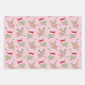 Niedlicher kleiner Weihnachtsmann auf rosa Geschenkpapier Set (Vorderseite)